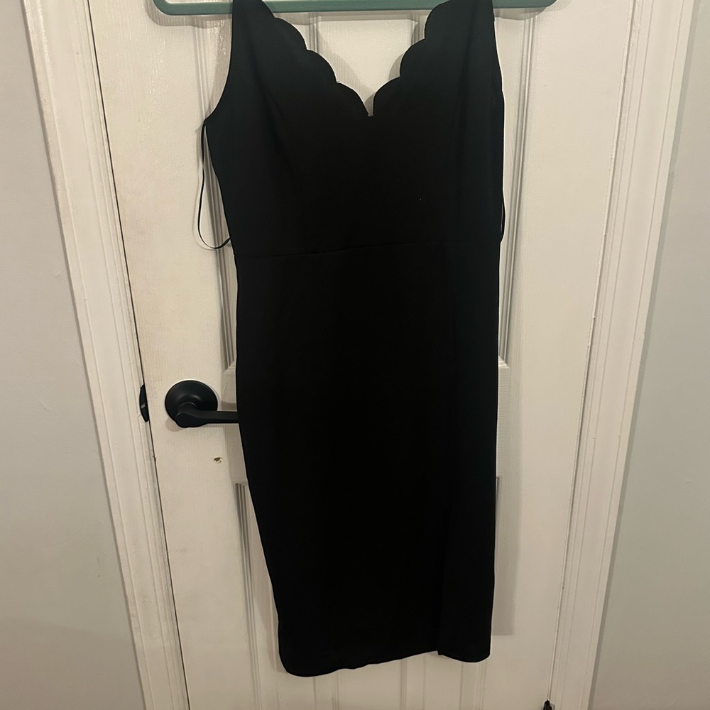 Socialite Black Strapless Scalloped Dress NWT